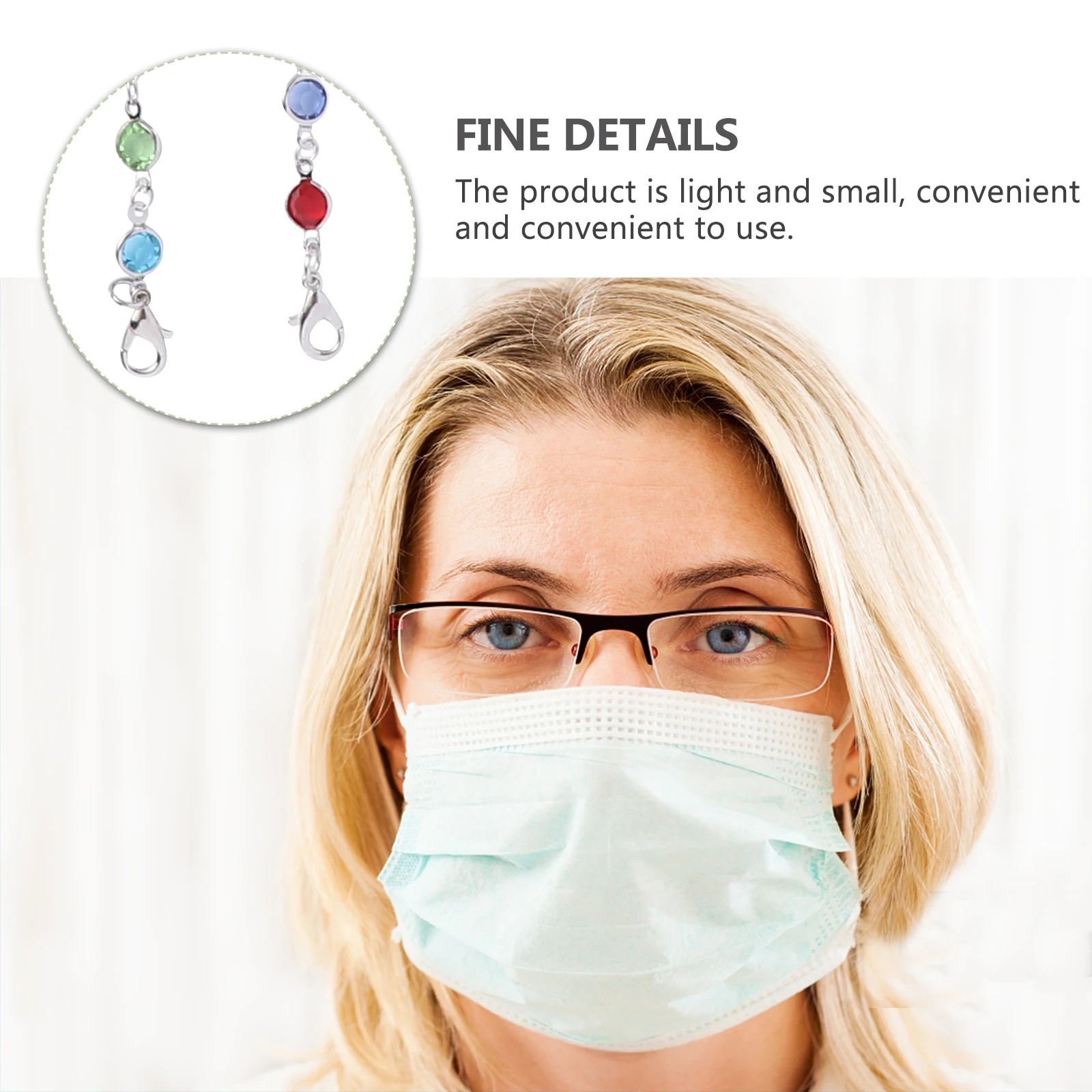 

Durable Alloy Face Mask Lanyard Non slip Hanging Chain Colorful Beads Double Buckles Mask Glasses Necklace Running Walking