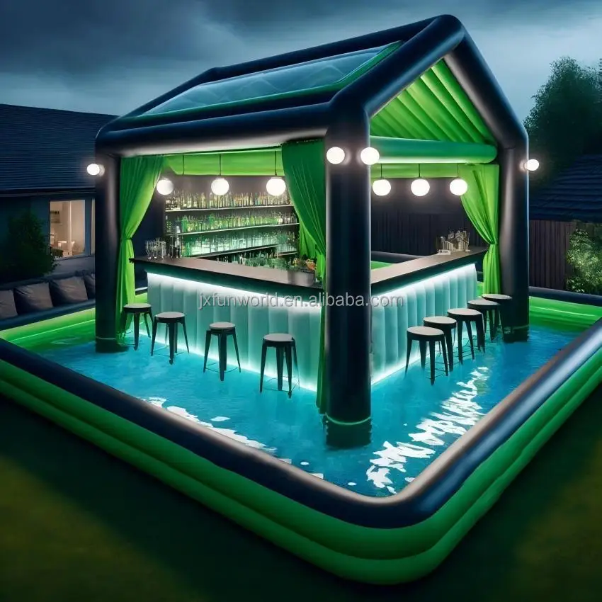 Inflatable Pool Bar For Adults Inflatable Floating Pool Bar With Swimming Pool For Backyard Party Spot