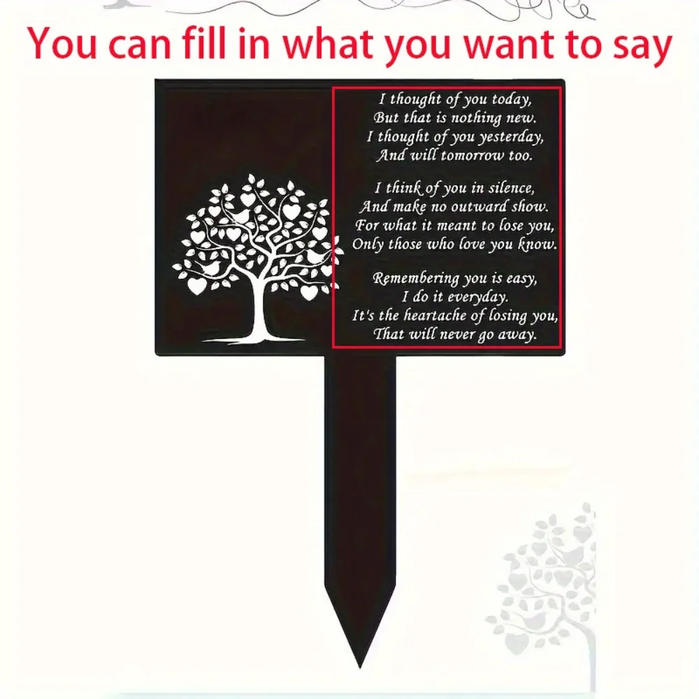 1 pc Metal Memorial Headstone Monument of Everlasting Tribute Custom Condolences for Expressing