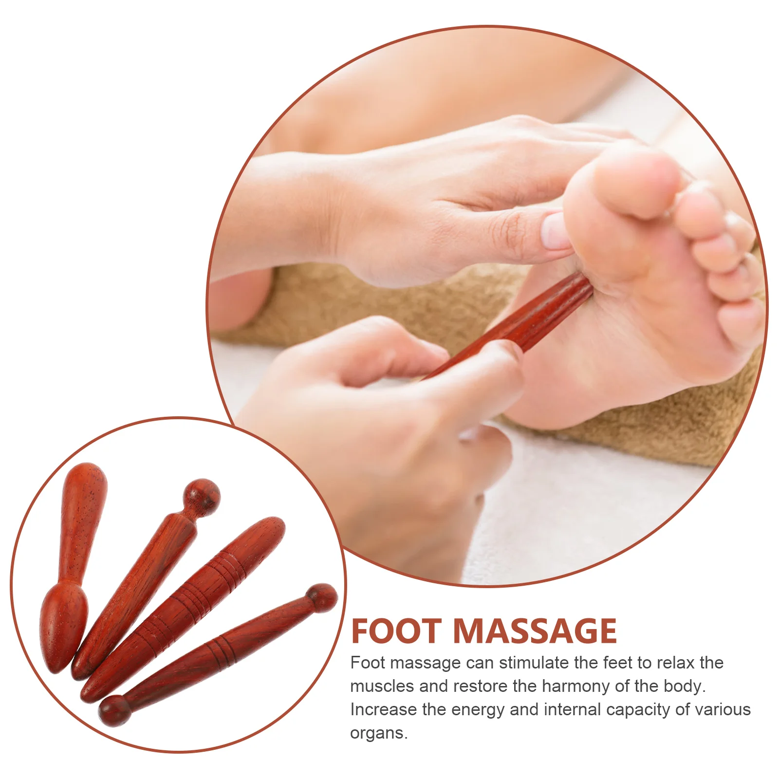 4 Pcs Manual Acupuncture Stick Foot Massager Hand Tools Wooden Feet Pressure Point