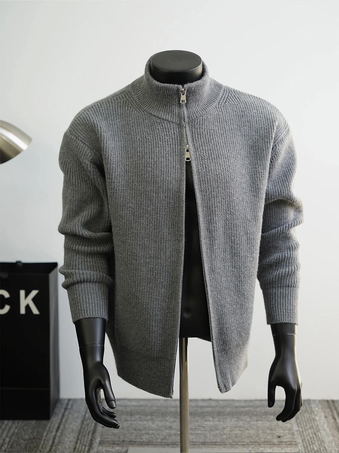 

Retro American Double Zipper Open Cardigan Sweater Men's Women's Loose ey Knitted irt Autumn Winter Outerwear