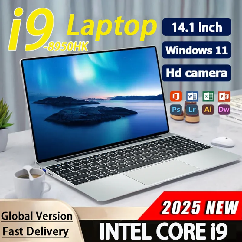 

Портативный 14,1-дюймовый ноутбук с Windows 11 Pro Intel Core i9-8950HK 16 ГБ ОЗУ 1/2 ТБ SSD HD Разрешение Офисный игровой ПК Ноутбук
