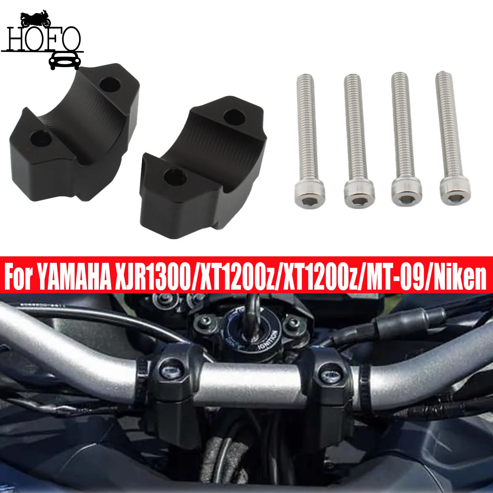 

Black Handlebar Riser Clamp For Yamaha MT-09 MT09 XSR900 Handle Height Adapter
