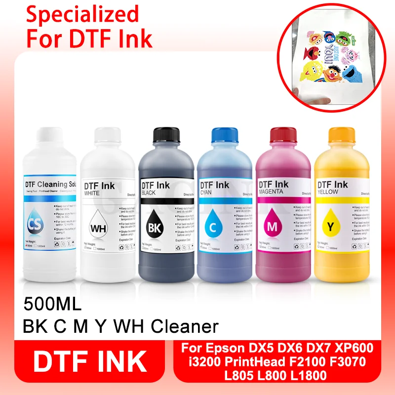 Película de transferencia de tinta DTF, 1000 ml/botella, tinta textil para impresora Epson L1800 L1300 R2400 L805 L800 P600 P800 con cabezal de impresión D5 4720