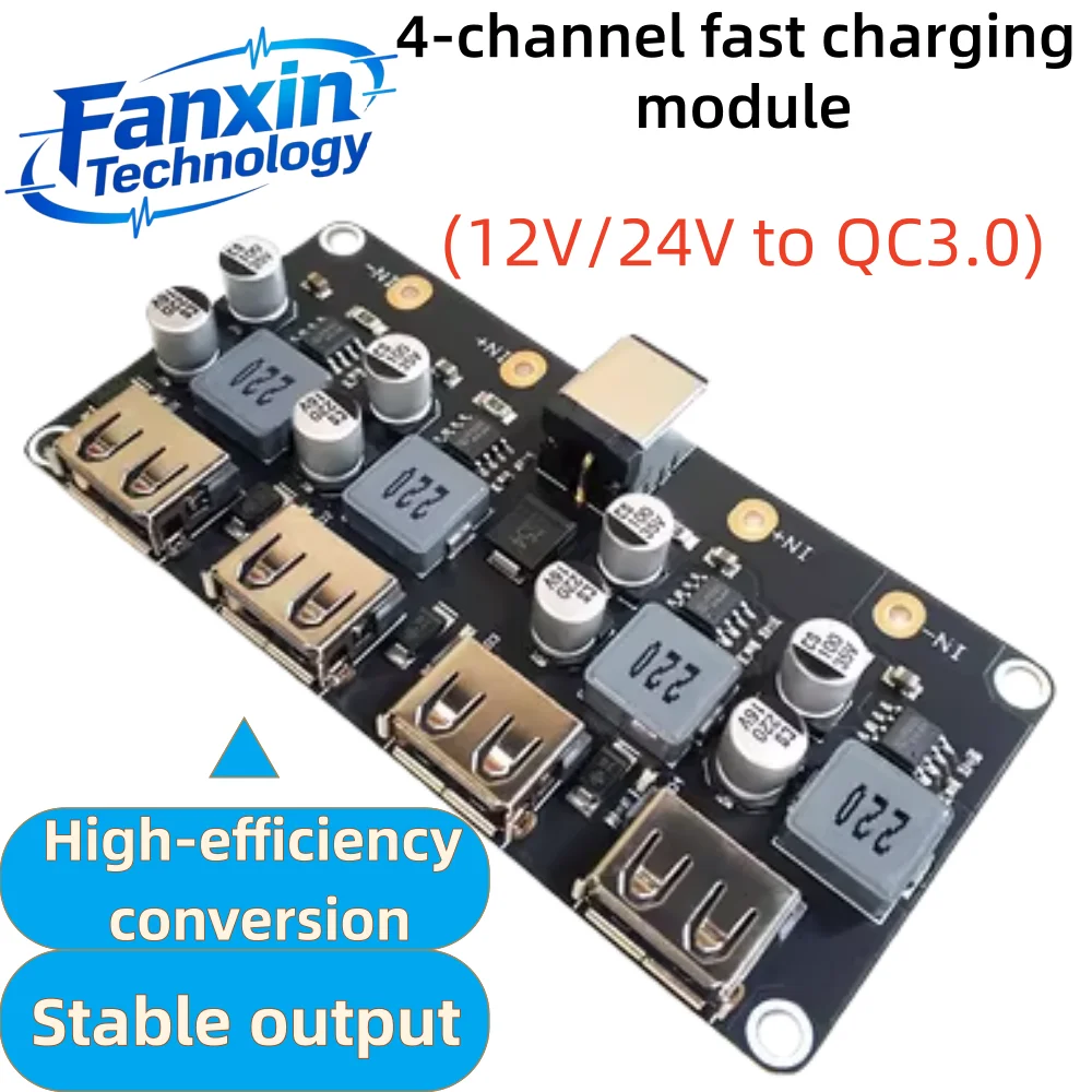 4 Channel USB QC3.0 QC2.0 DC-DC Buck Converter Charging Step Down Module 6-32V 9V 12V 24V To Fast Quick Charger Circuit Board 5