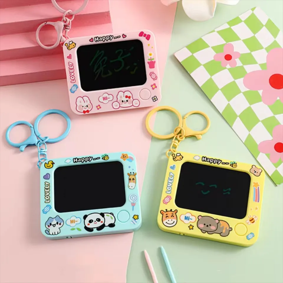 Creative Mini Graffiti Board Keychain Cute Student Schoolbag Pendant Keyring One-click Clearing DIY Painting Key Chain