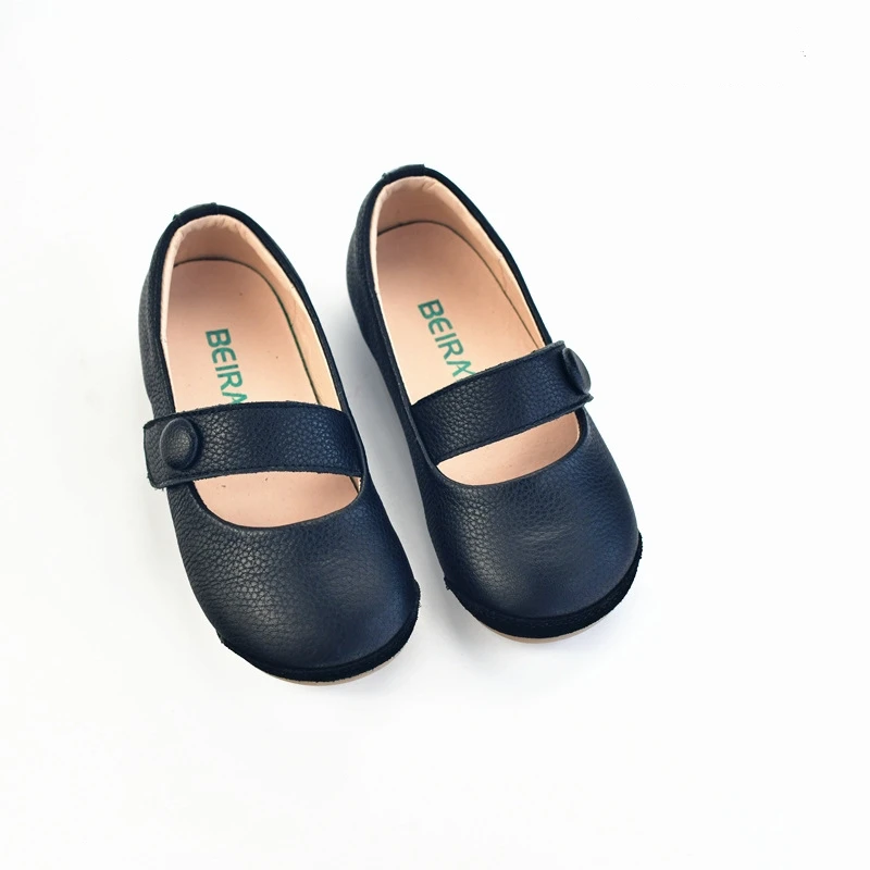 High Quality Genuine Leather Baby Girls Leather Shoes Autumn Soft Sole Breathable Cowhide Princess Children\'s Ballet Flat Shoes