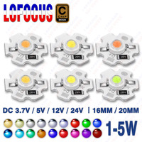 10 Pcs 1W 3W 5W LED Chip DC 3.7V 5V 12V Warm Cool White Red Green Blue Yellow UVA Purple Aluminum PCB 16MM 20MM Lamp Light Beads