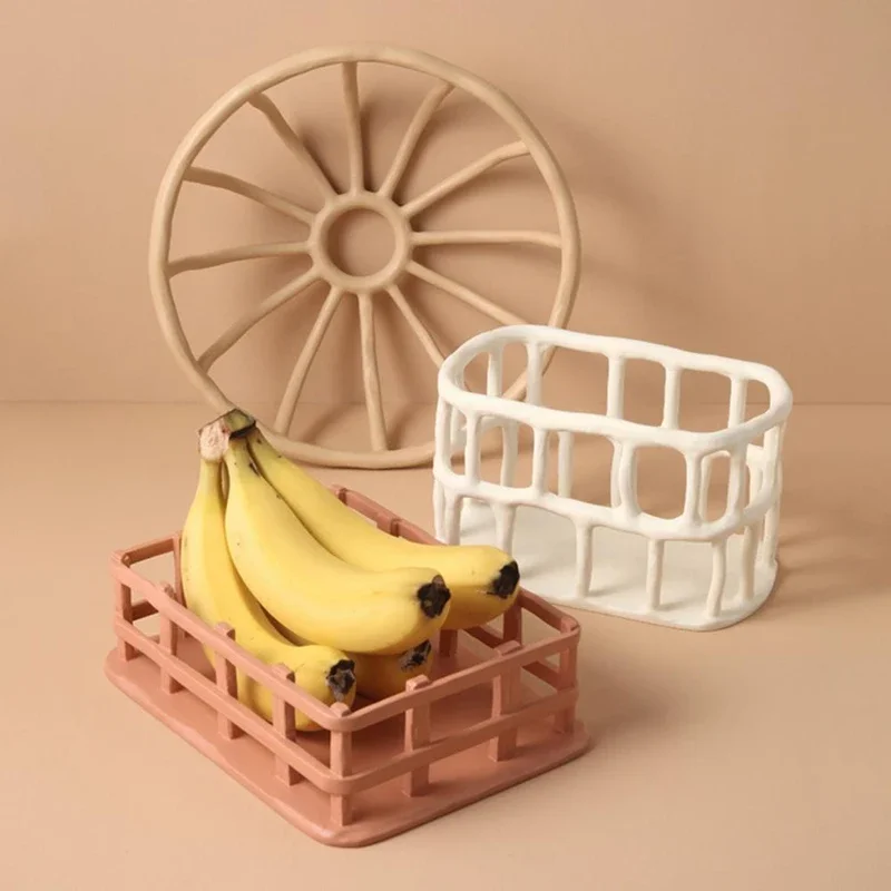 Morandi Resin Hollow Fruit Basket, Home Decor for Living Room Coffee Table, Homestay Storage Ornaments, Bedroom Storage Tools