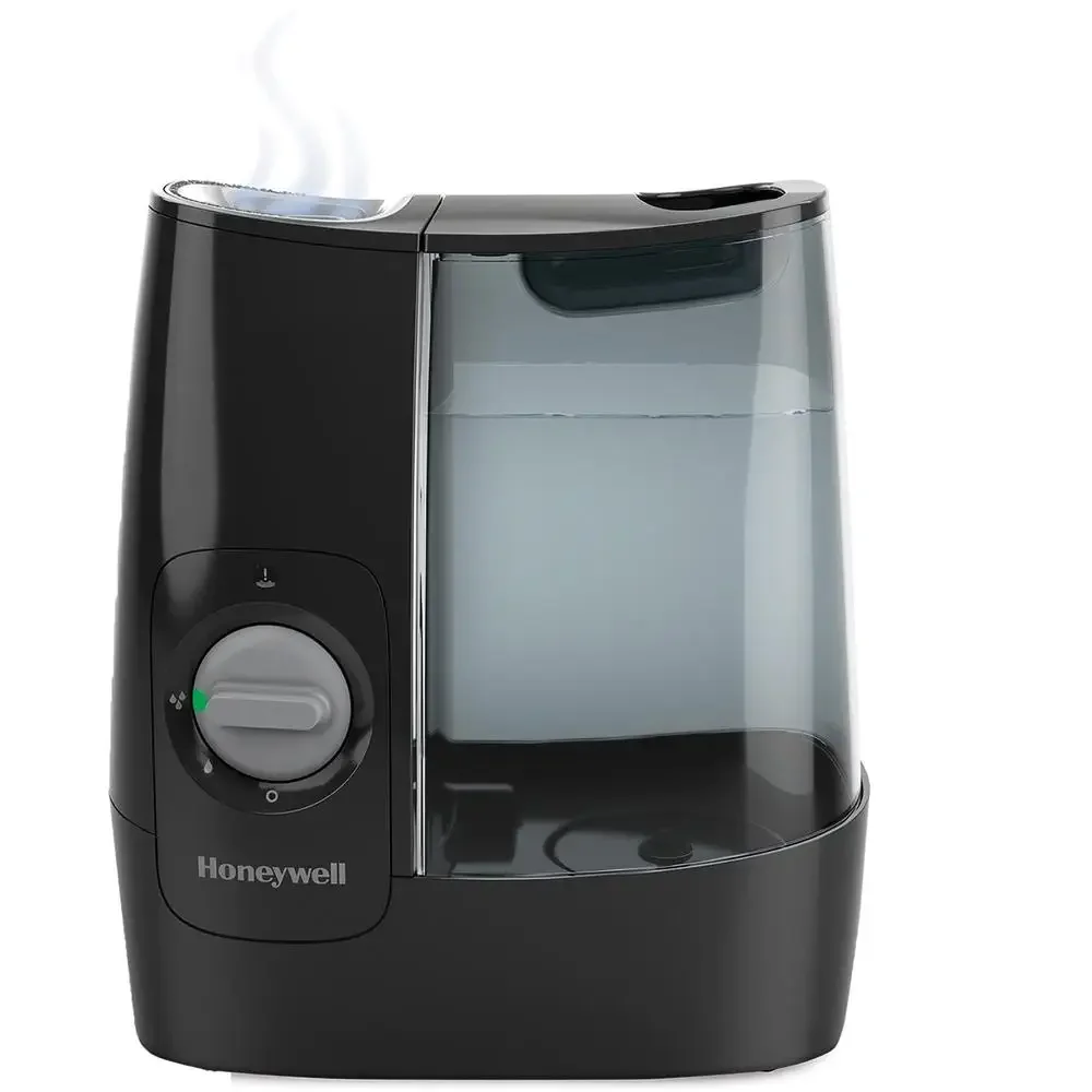 Warm Mist Humidifier Essential Oil Feature Auto Shut Off 1 Gallon Black 24-Hour Runtime