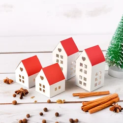 10pcs Colorful Small House Biscuit Candy Box Creative Baking Packaging Festival Party Child Gift Candy Paper Box