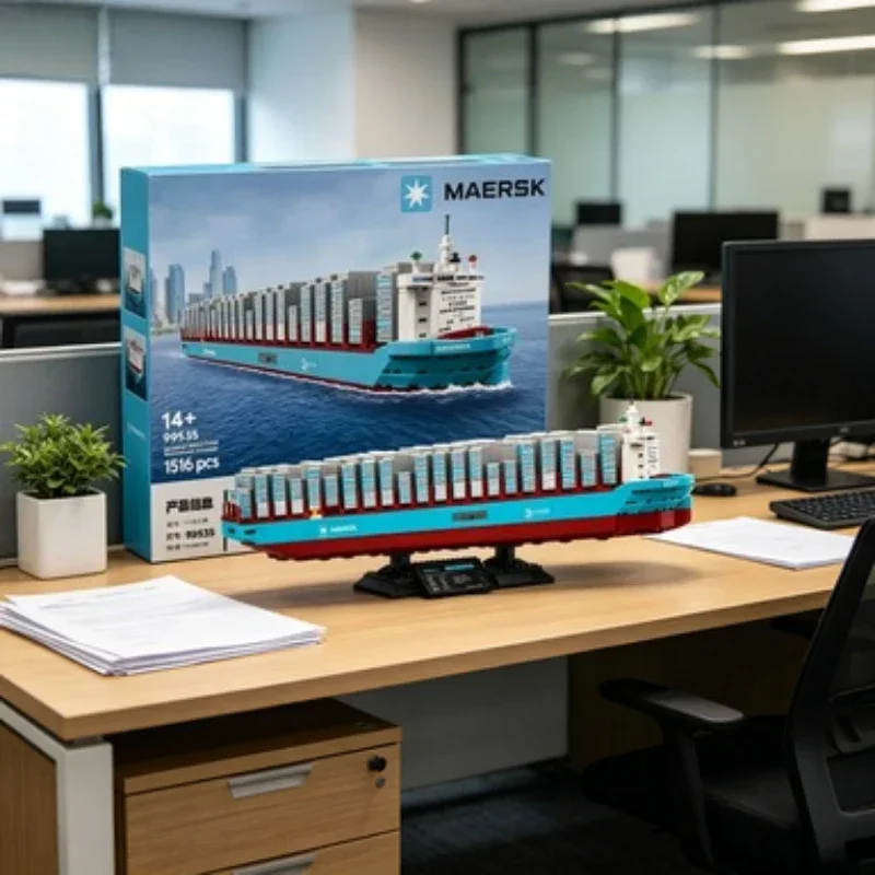 Bandai 40955 Marine Maersk Navio Contêiner de Combustível Duplo, Blocos de Montar, Lembrança para Convidados de Festa, compatível com peças LEGO