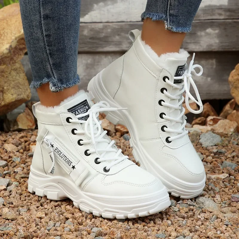 New Women Winter Snow Boots Fashion Style High-top Shoes Casual Woman Waterproof Warm Woman Female High Quality White Black