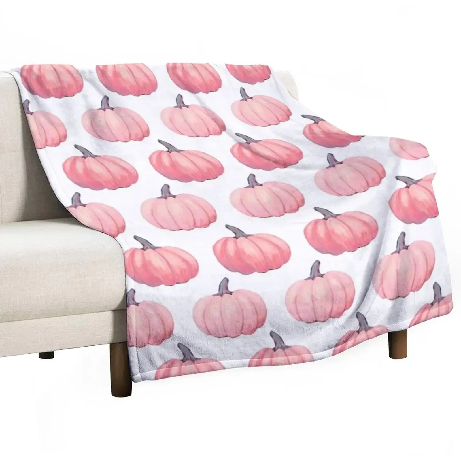 Blush Pink pumpkin Throw Blanket For Decorative Sofa Single Blankets