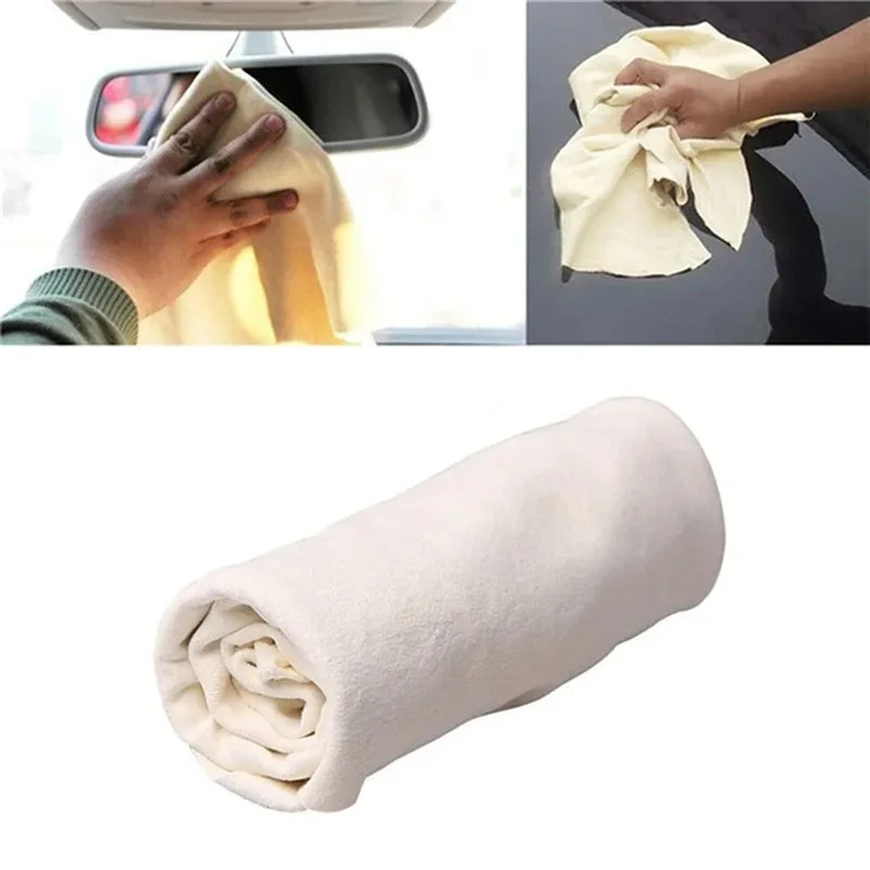 Car Wash Suede Cloth Auto Body Window Glass Natural Chamois Leather Dust Removal Towel Water Absorption Dry Cloth 16X40CM