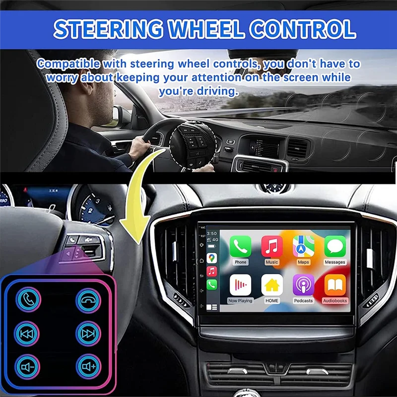 X46A_Double Din Stereo Carplay Android Auto,2+32G 7 Inch Touchscreen Radio