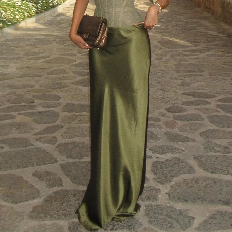 Woman’s Summer Party Halter Top Dress Sets 2 Piece Lace High Waist Lace Up Spaghetti Strap Tank Satin Zipper Party Skirt Outfits