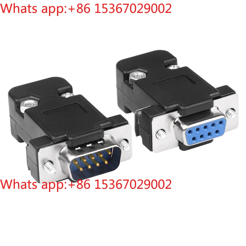 10pcs Serial DB9 Female Male RS232/485 Black Housing Black Plastic Housing 2 rows of 9 pins and 9 holes plugs