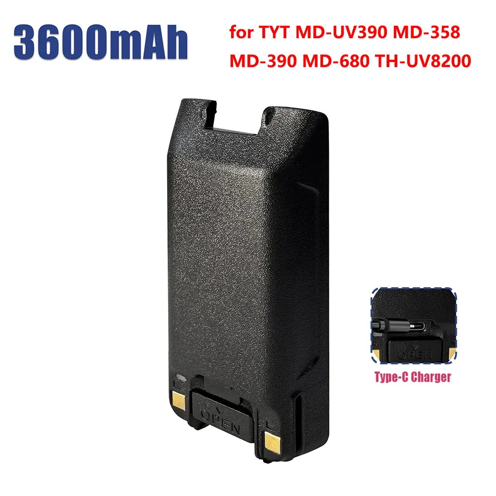

TYT MD-UV390 Battery 3600mAh MD-680 Li-ion Battery Type-C Charger for MD-358 TH-UV8200 MD-390 Ham Two Way Radio