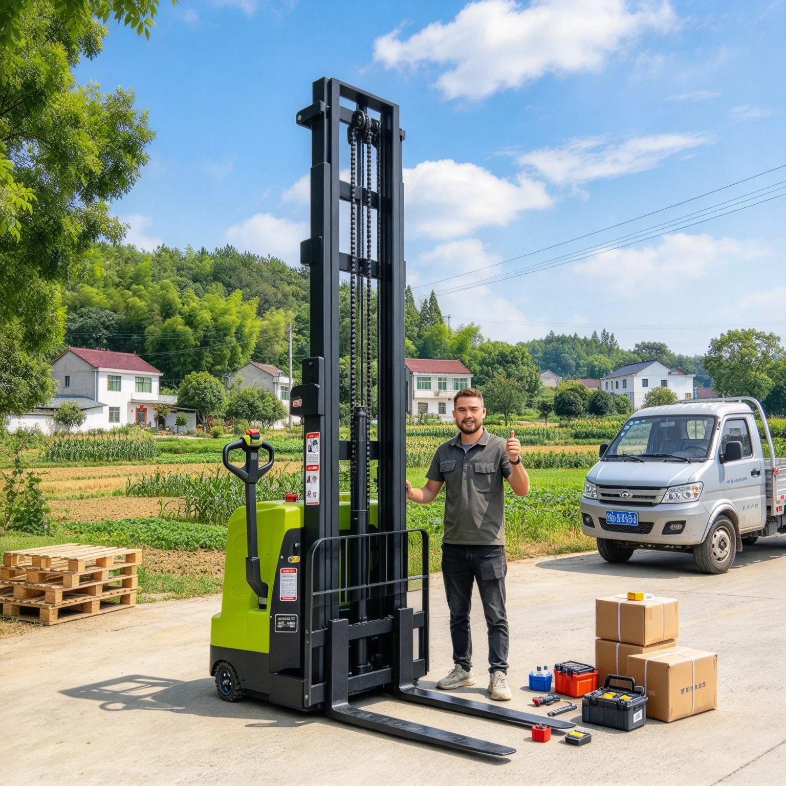 Image of Elektrischer Palettenstapler mit Hubhöhe 1,6m-3,5m, Lagerstapler für Fabriklager, Anpassbar