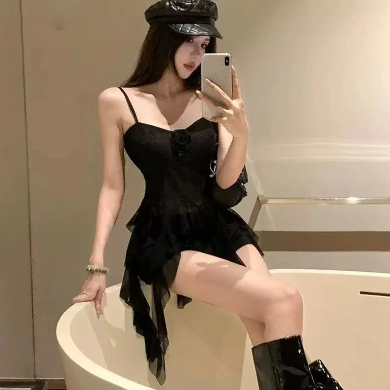 Irregular Tanks Women Chic 3d Floral Sling Vest Crop Tops 2026 Ropa Mujer Backless Tunic Tees Fashion Ribbon Sexy Summer Camis