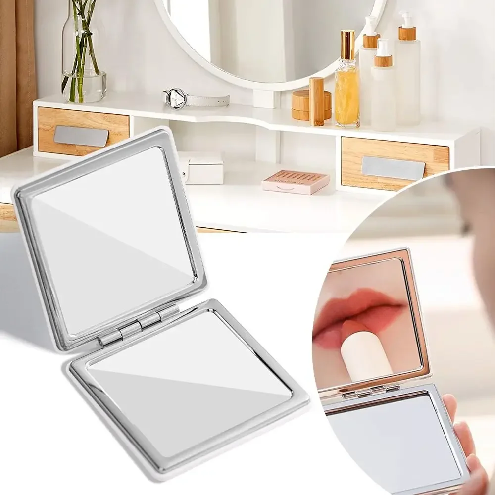 Runder doppelseitiger Make-up-Vergrößerungsspiegel, zusammenklappbarer hochauflösender Kosmetikspiegel, Taschenspiegel, weiblich