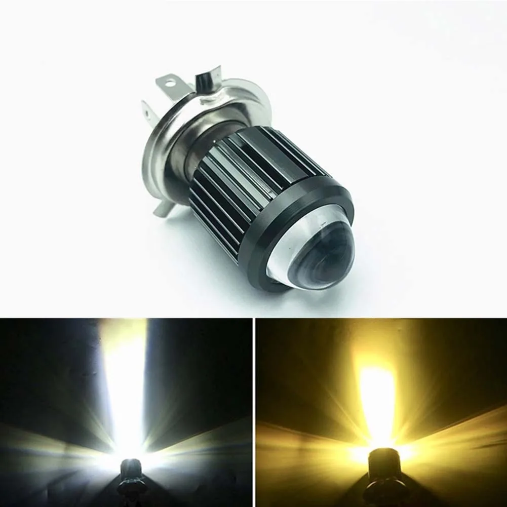 H4 Moto Led Motorcycle Headlight Bulbs Dual Color Hi/Lo Beam Fog Lamp