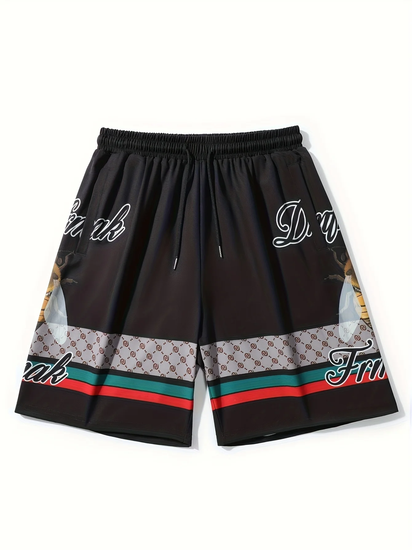 

Men's casual sports shorts, summer trendy print straight casual shorts, men's trendy ice silk beach pants