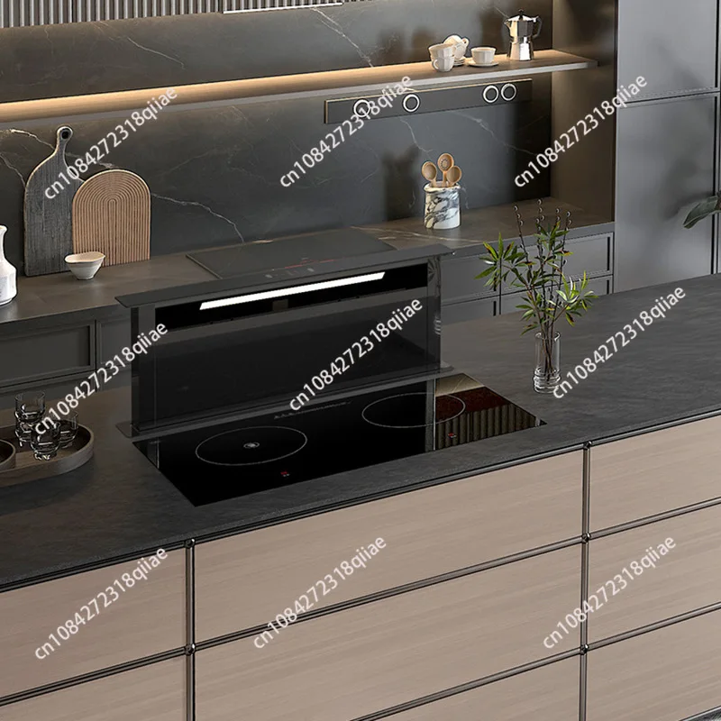 Home Appliances Kitchen Large Suction Automatic Lifting System Built -in Cooker Hood Concealed Countertop Lifting Fume