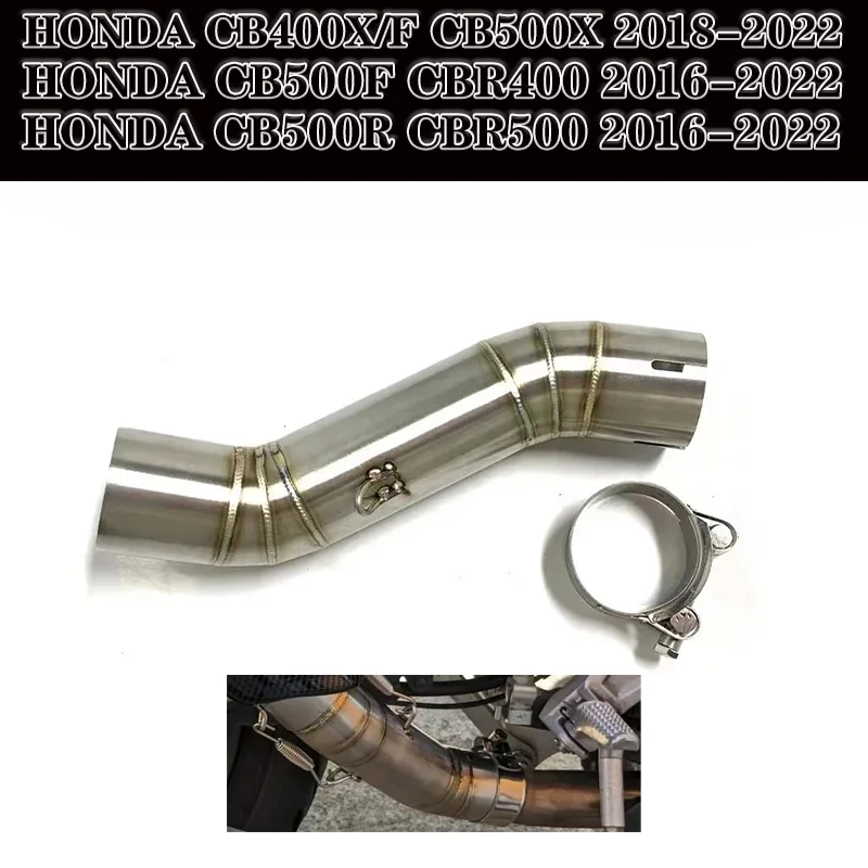 Motorcycle Exhaust Escape Modify Mid Link Pipe For Honda CBR500 CBR500R CB500F CB500X CB400 CBR400 CB400X CB400F  2016 - 2022