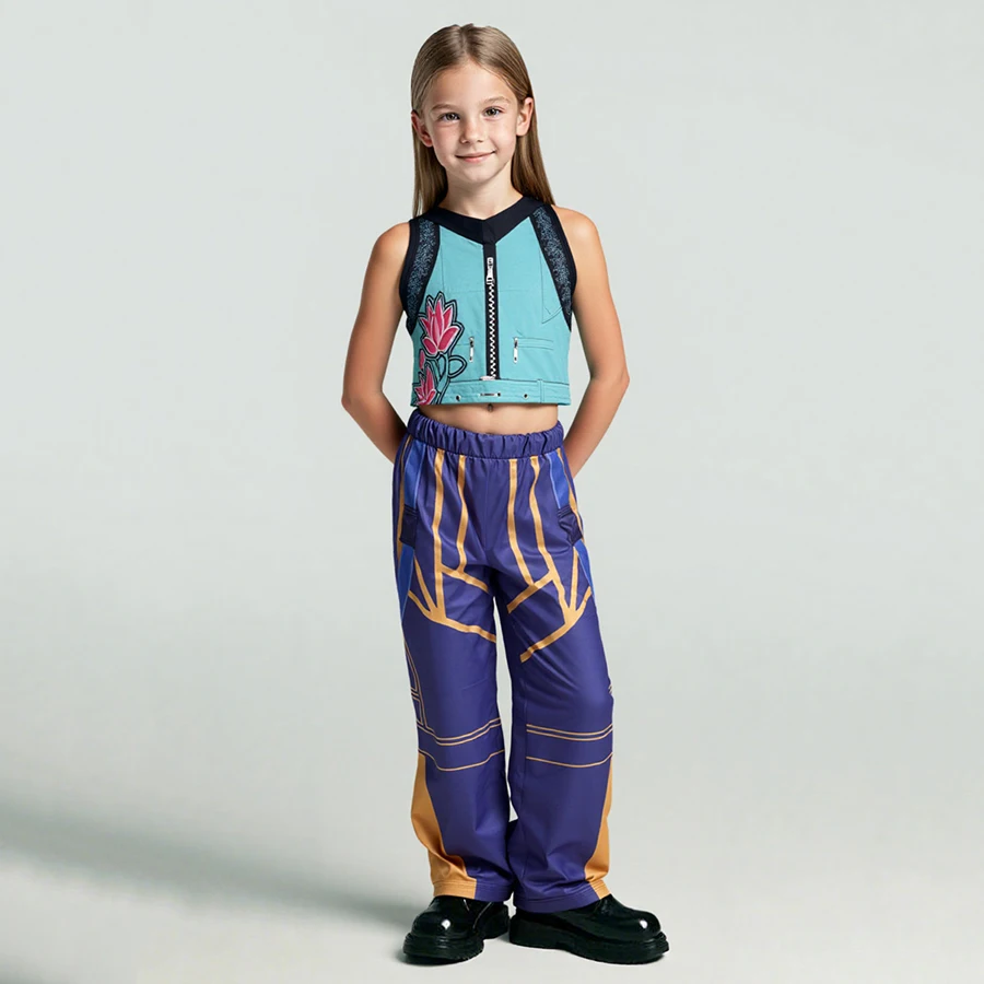 KPop شيطان الصيادين رومي ميرا زوي تأثيري حلي هالوين كرنفال فتاة فستان جميل طوق معطف الجوارب تي شيرت الأداء مجموعة