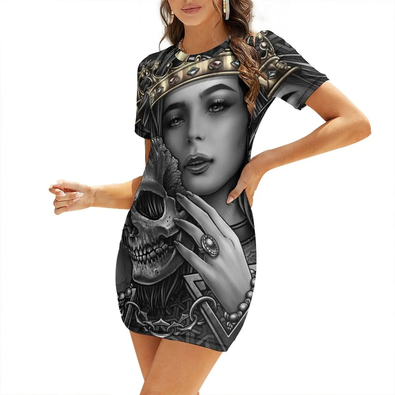 Royel pretty women of darkness and occult skull mask Short Sleeved Dress beach dress dresses for womens 2025