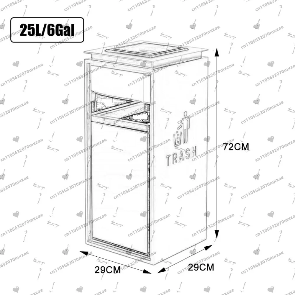 سلة المهملات التجارية الخارجية، سلة المهملات الداخلية والخارجية المصنوعة من الفولاذ المقاوم للصدأ مع غطاء، للمكتب ومدخل مصعد المطعم
