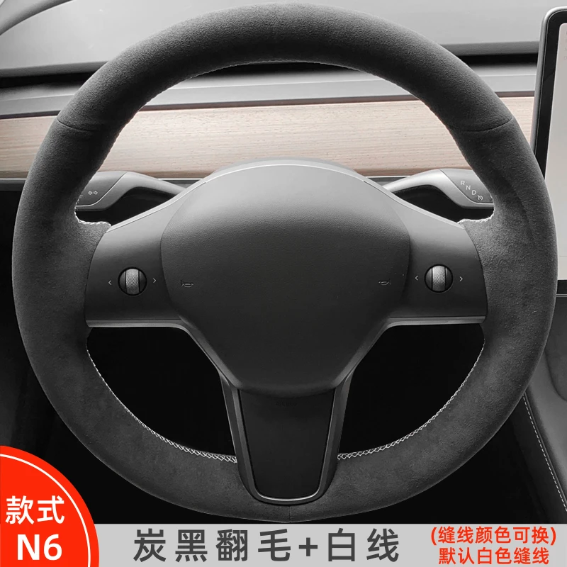 Hand stitched leather steering wheel cover for Tesla Model 3 Model S Model X/Y