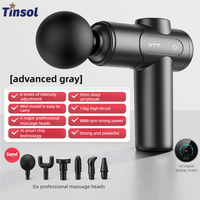 TINSOL Portable Fascial Gun Electric Impact Mini Massager Deep Tissue Massage LED Touch Screen 6 Interchangeable Massage Heads