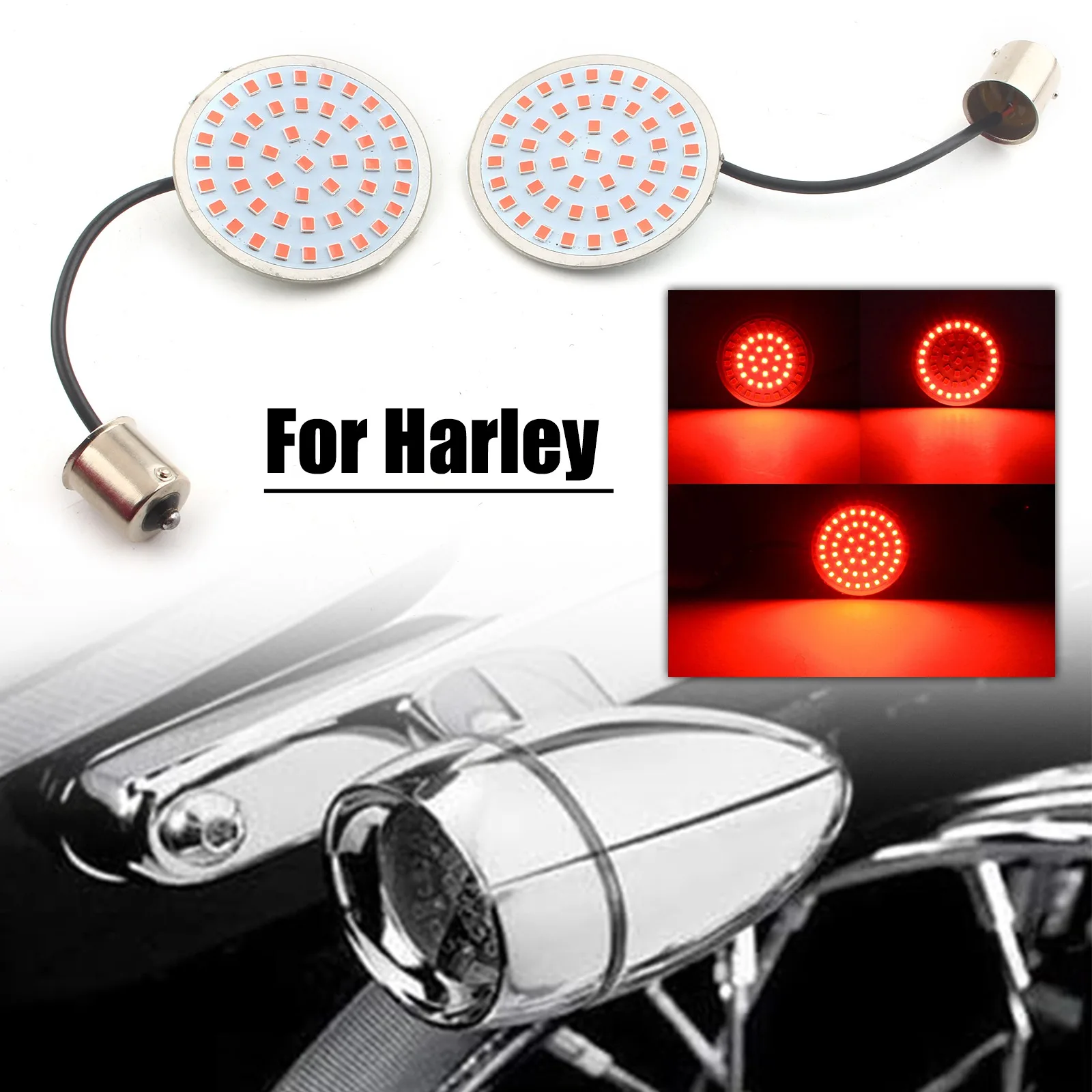 For Harley Touring Sportster Street Glide Road King Softail 1157 /1156 Front Rear LED Turn Signals 2Inch Bullet Rear Brake Light