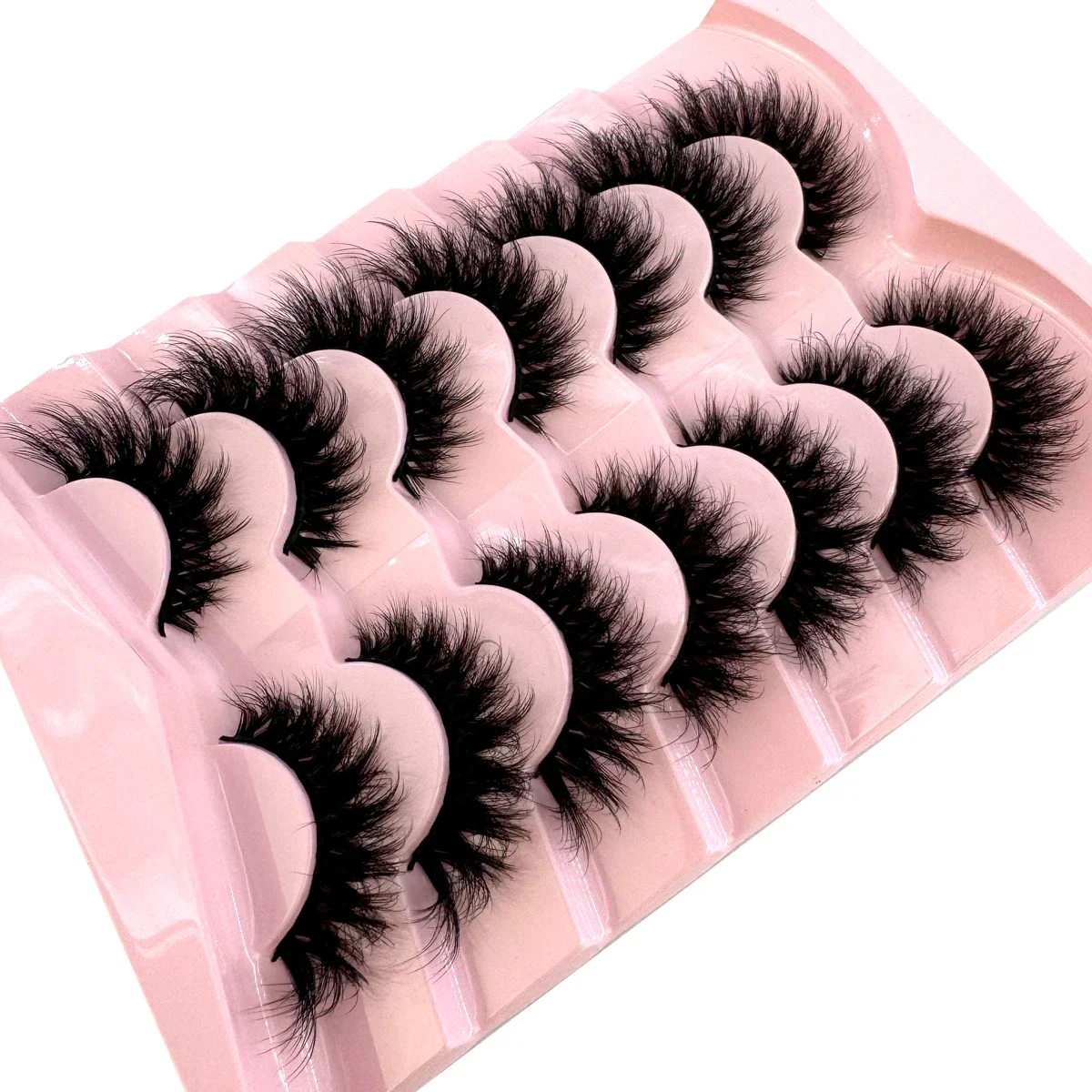 AMSDCN New 7 Pairs False Eyelashes Wispy Lashes Natural Look Fake Eyelashes Cat Eye Lashes Faux Mink Fluffy Strip False Lashes P