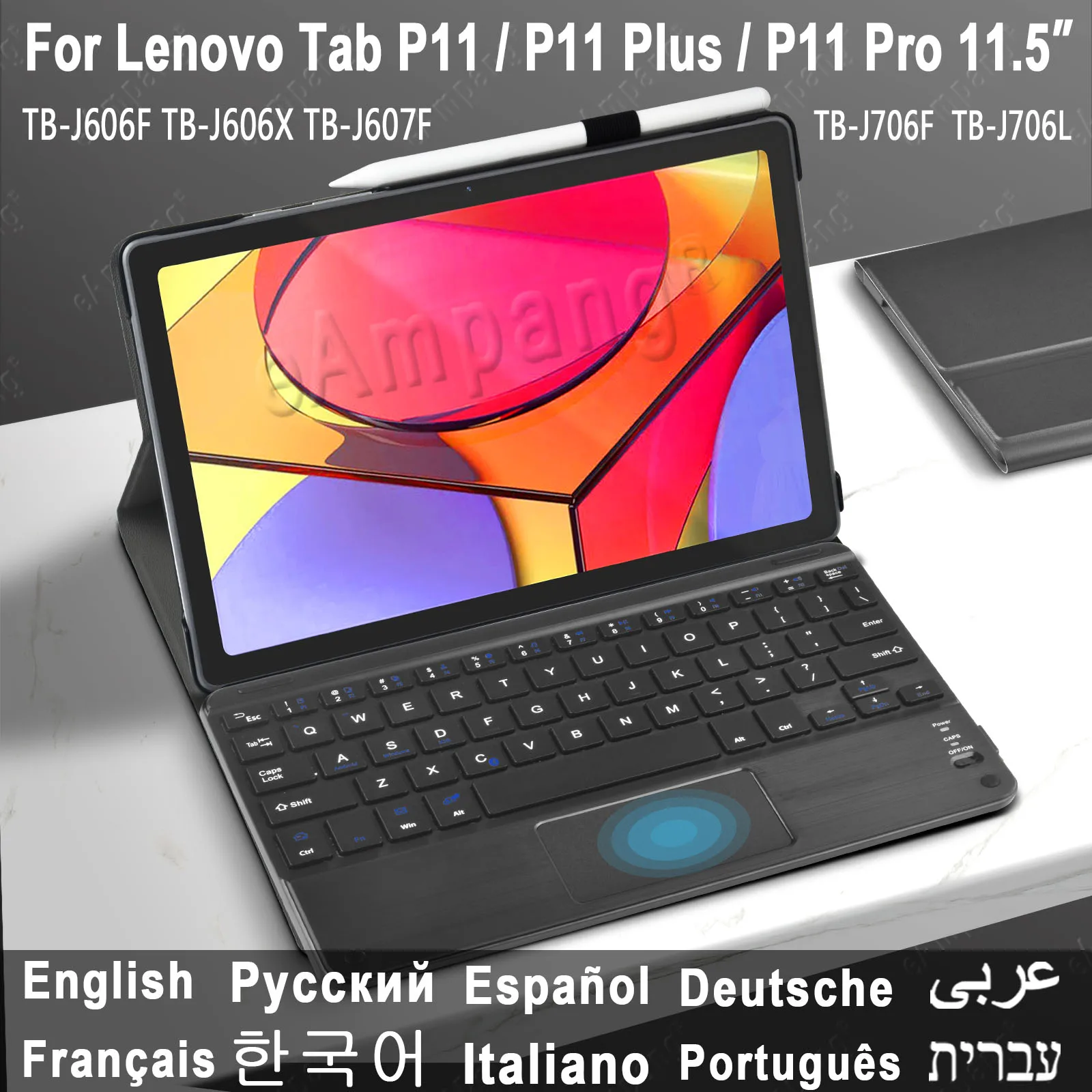 

For Lenovo Tab P11 Pro 11 11.5 Plus Xiaoxin Pad 2022 Case Keyboard J606 J616 J706 K11 Russian Spanish Arabic Hebrew Keyboard