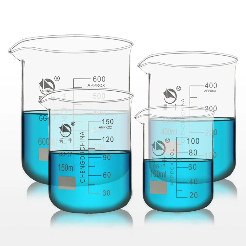 4pcs/lot Laboratory Glass Beaker 5 10 25 50 100 250 500ml High Temperature Resistant Chemistry Laboratory Equipment