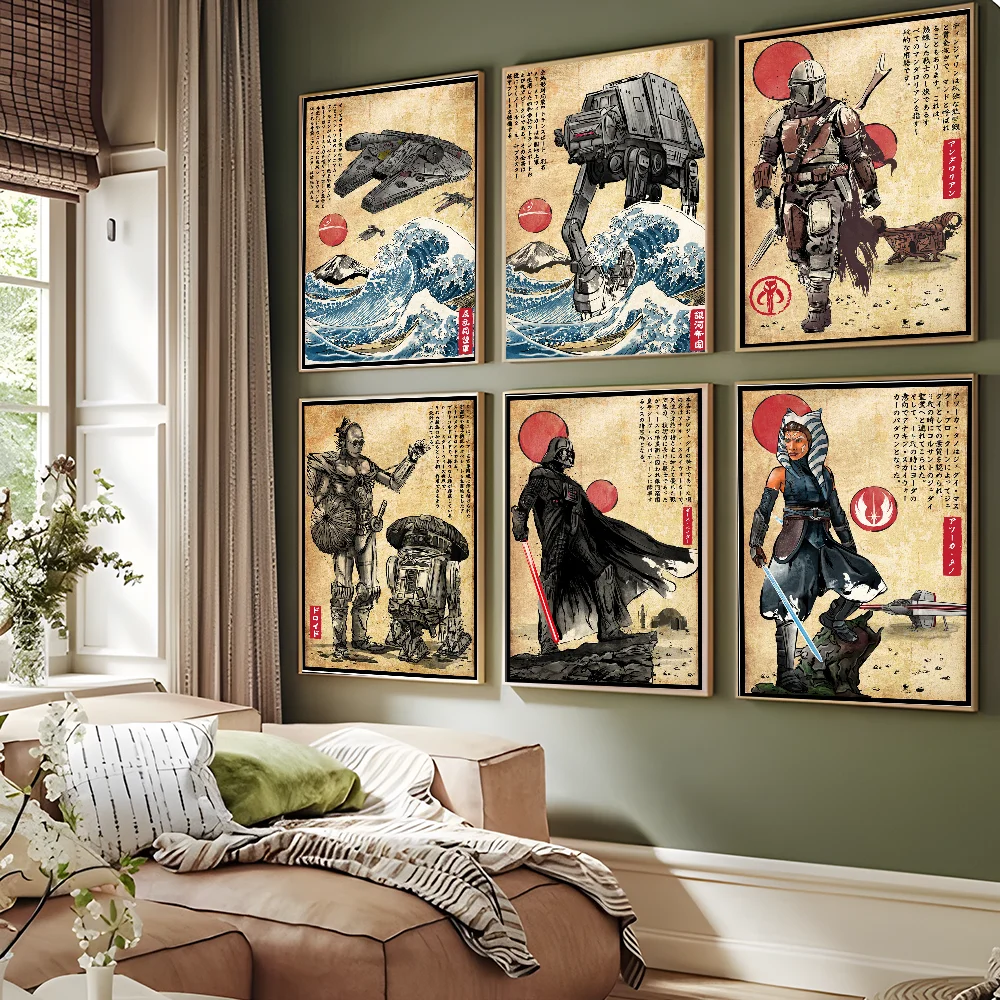 S-Star W-Wars Film Poster Sticky HD Quality Wall Art Retro Posters for Home Kawaii Room Decor