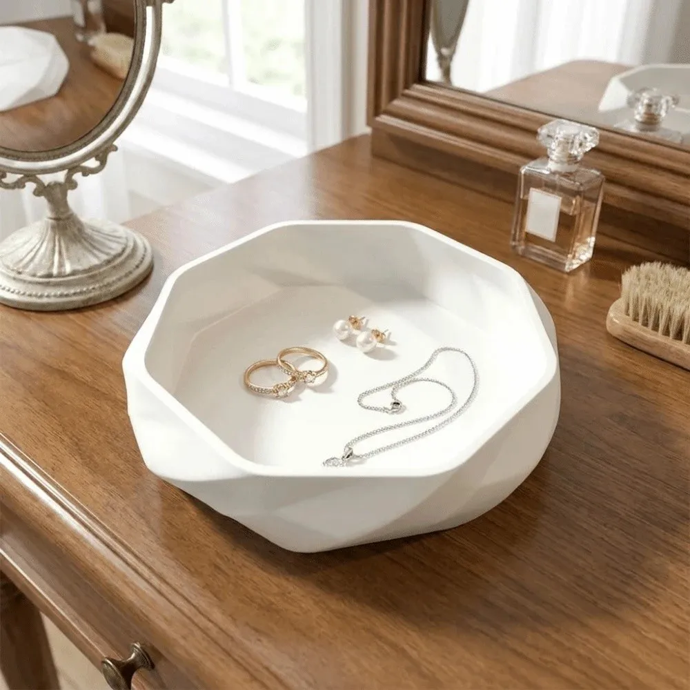 Multi-functional 3D Printed Smooth Swirl Storage Tray Matte Plastic Jewelry Dish Simple Keys Storage Tray Coin