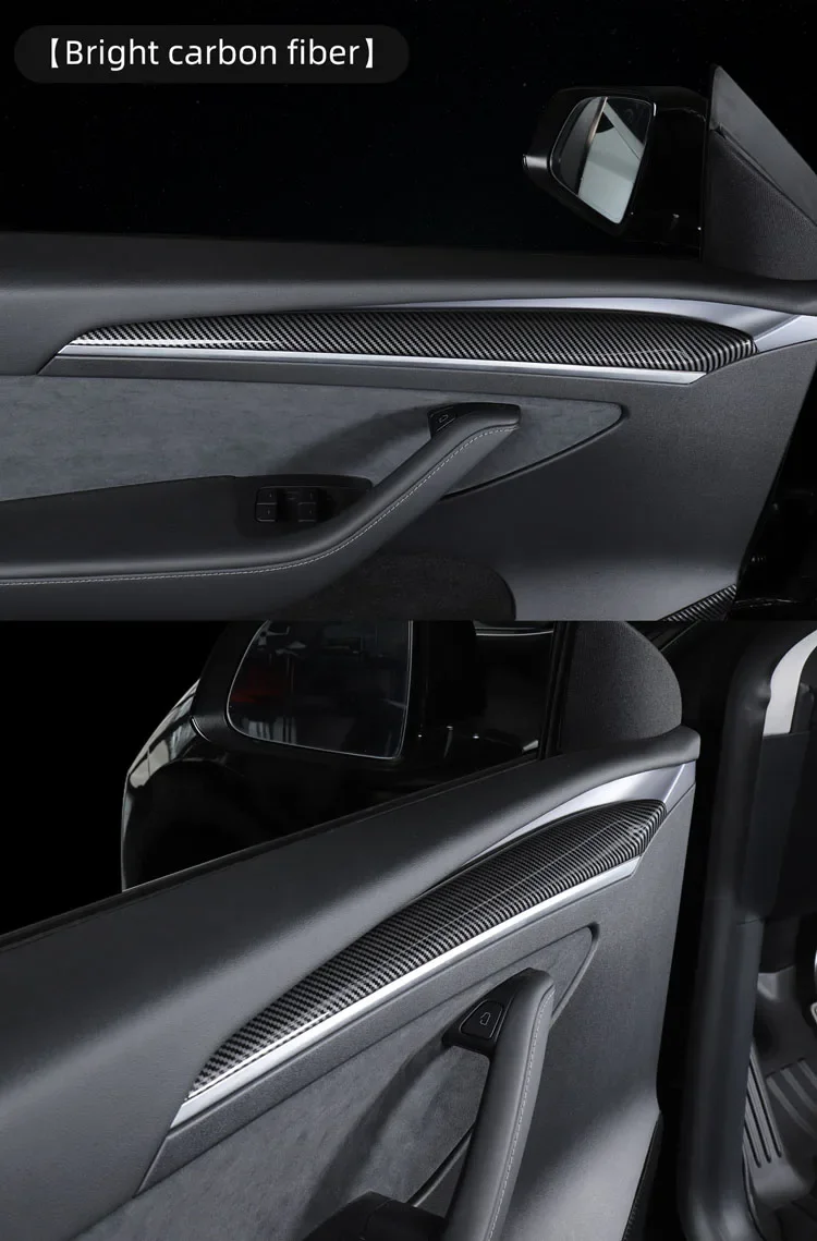 Für Tesla Modell 3 Y Dashboard Panel Abdeckung Tür Trim Dekoration Aufkleber Modell 3 ABS Carbon Faser Muster Dekor Zubehör – Detail 8