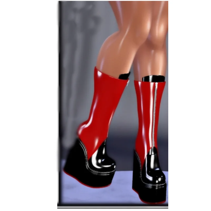 

Black Red knee High Platform Boots Round Toe Wedge Heel Fashionable Sexy Winter Big Size 2025 Woman Shoes Zapatillas Mujer