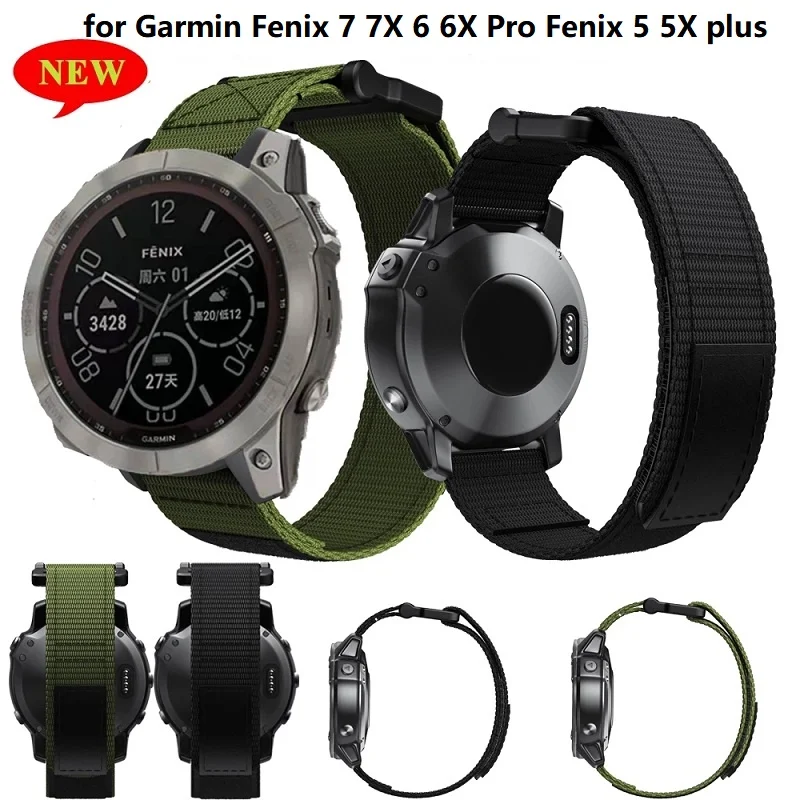 

Ремешок нейлоновый для Garmin Fenix 7 7X 6 6X Pro Fenix 5 5X plus 3 3HR Forerunner 935 945, быстросъемный ремешок для смарт-часов, 22 мм 26 мм