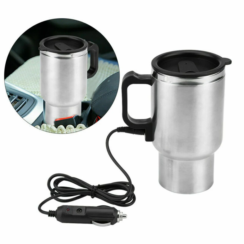 450ml Car Electric Kettle In-car Kettle 12V Stainless Steel Camping Travel Heated Water Coffee Milk Kettle Cup