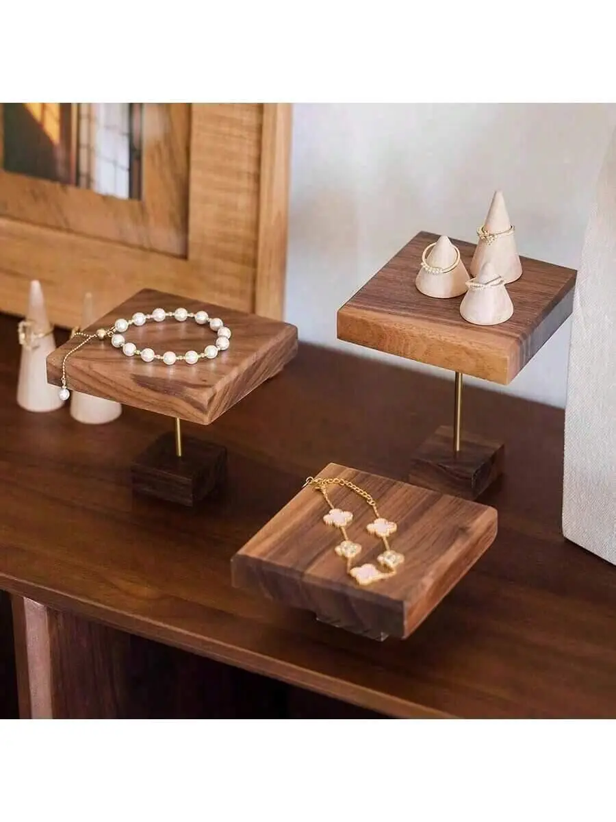 

Wooden Walnut Tray Case Bracelet organizer Jewelry Display Stands Cosmetics holders Ring Doll Sheet Pad Stamps Block Customized