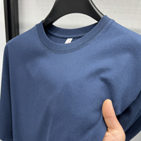 High end 100% cotton short sleeve T-shirt men summer new casual trend couple style loose solid color breathable round neck top