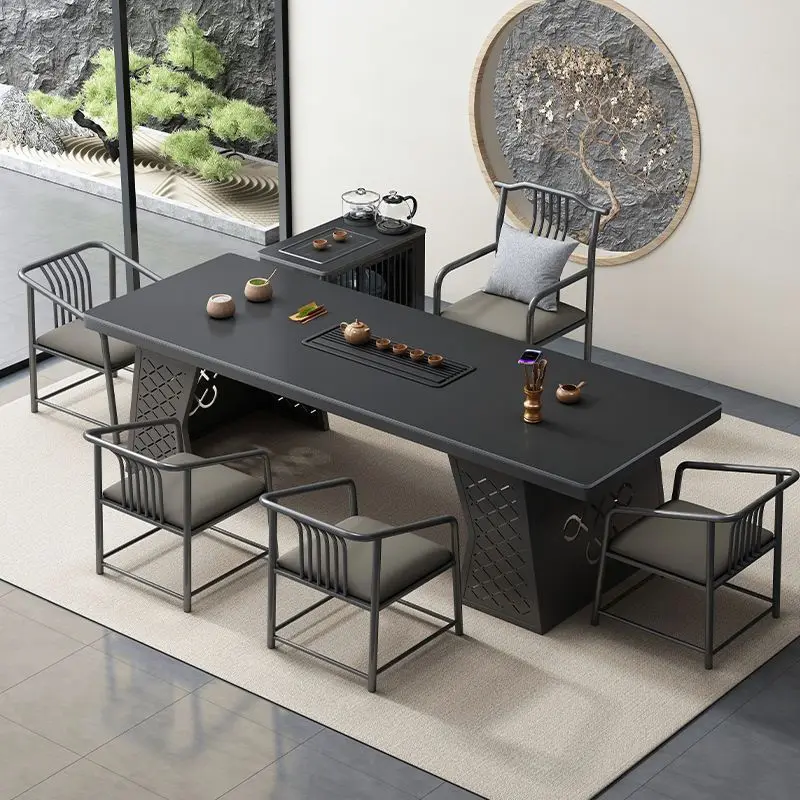 

Rock slab tea table large tea table large slab tea table set office and chair combination balcony