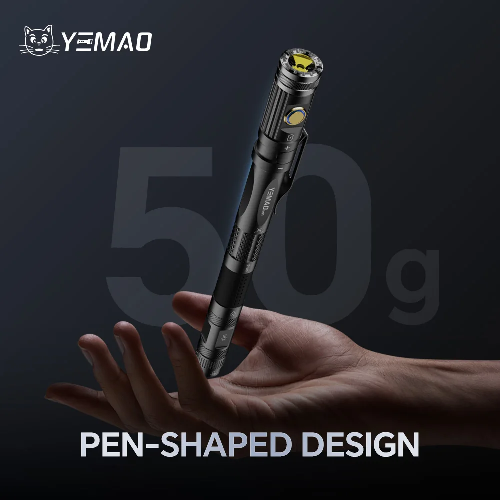 YEMAO LED Pen Flashlights Waterproof Pocket Rechargeable Flashlight With Clip Small Flashlights For Outdoor, Work, Emergency