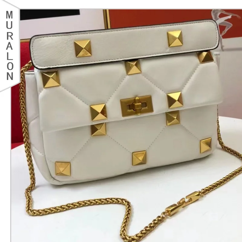 

New Luxury Designer Handbag Rhombus Lattice Gold Chain Rivet Bag Fashion Banquet Shoulder Crossbody Bag Top Quality Women's Bag